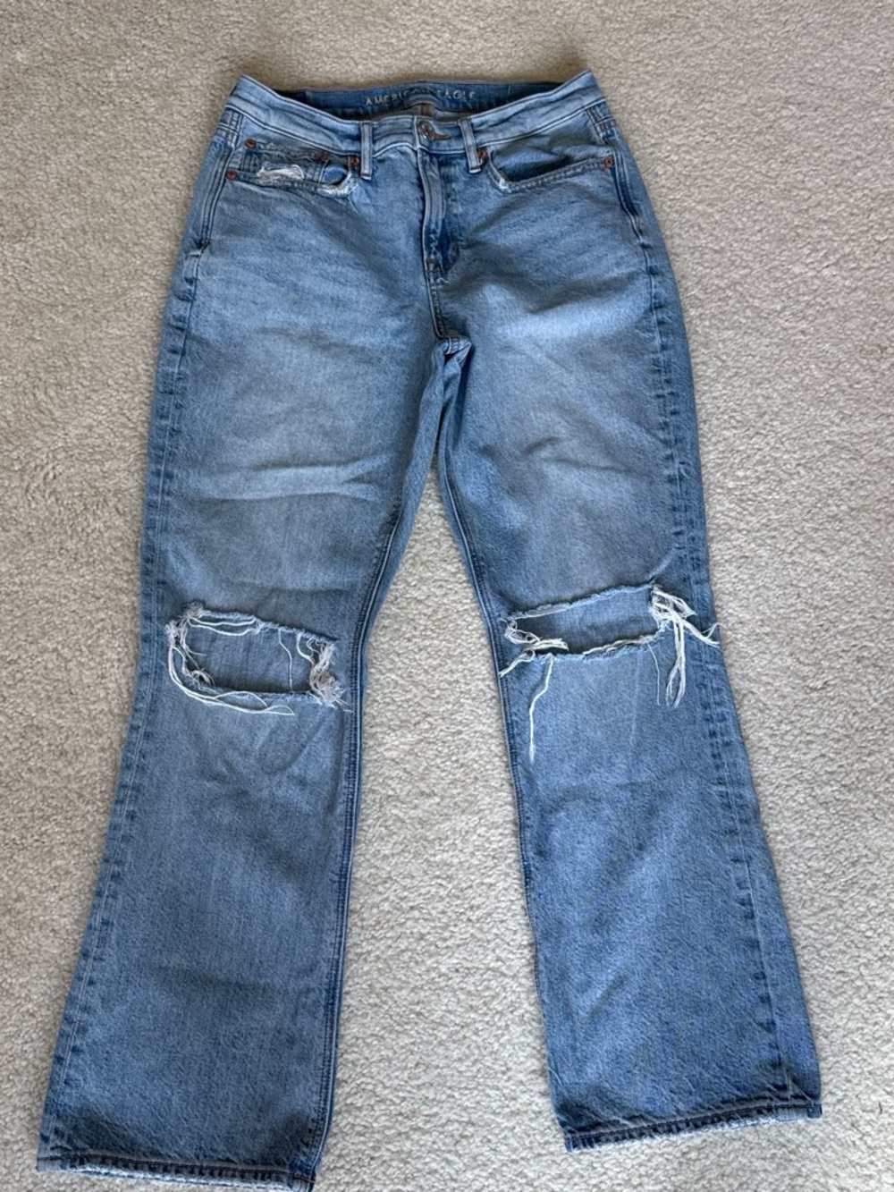 American Eagle Outfitters Light Blue Distressed Flare Jeans